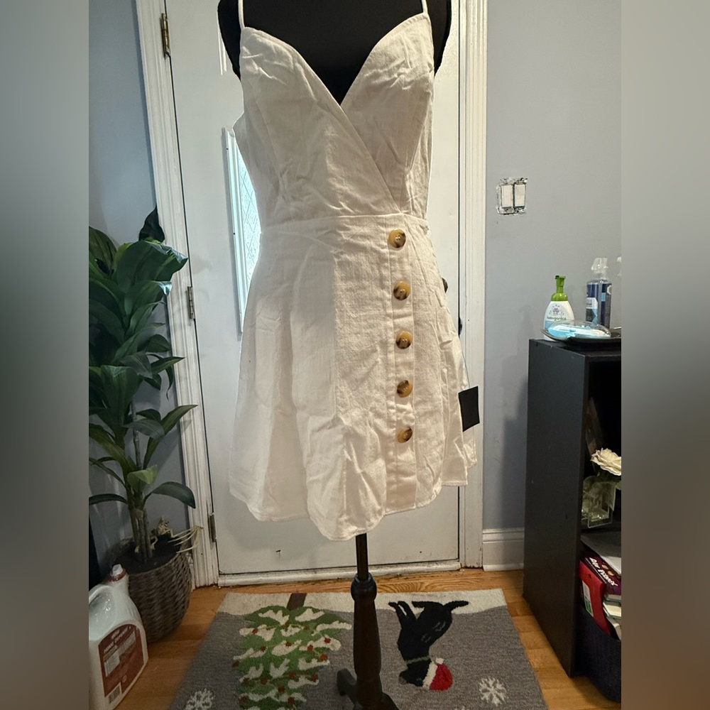 Lulu's White Button-Front Mini Dress - Picture 10 of 12